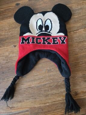 Disney Toddler Red and Black Mickey Mouse Earflap Hat